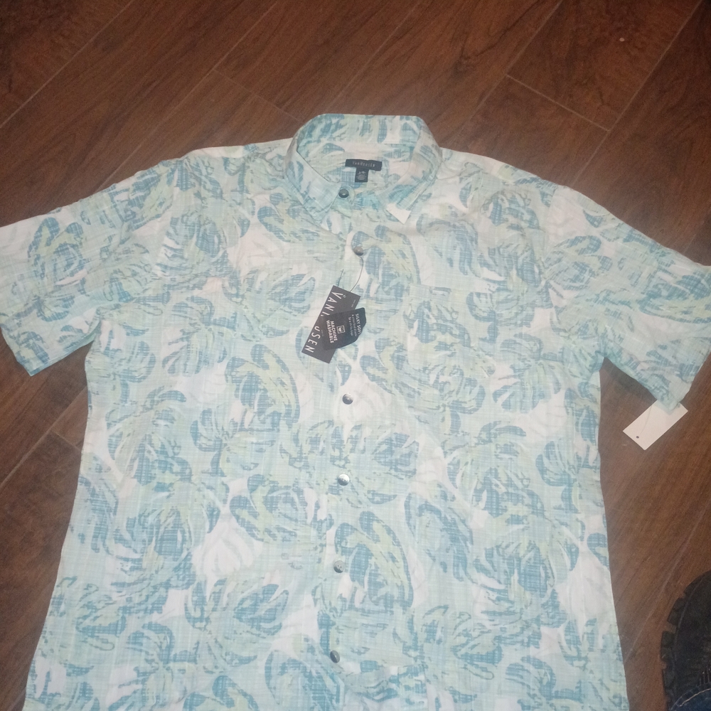 Van Heusen Aqua Leaf Pattern Shirt